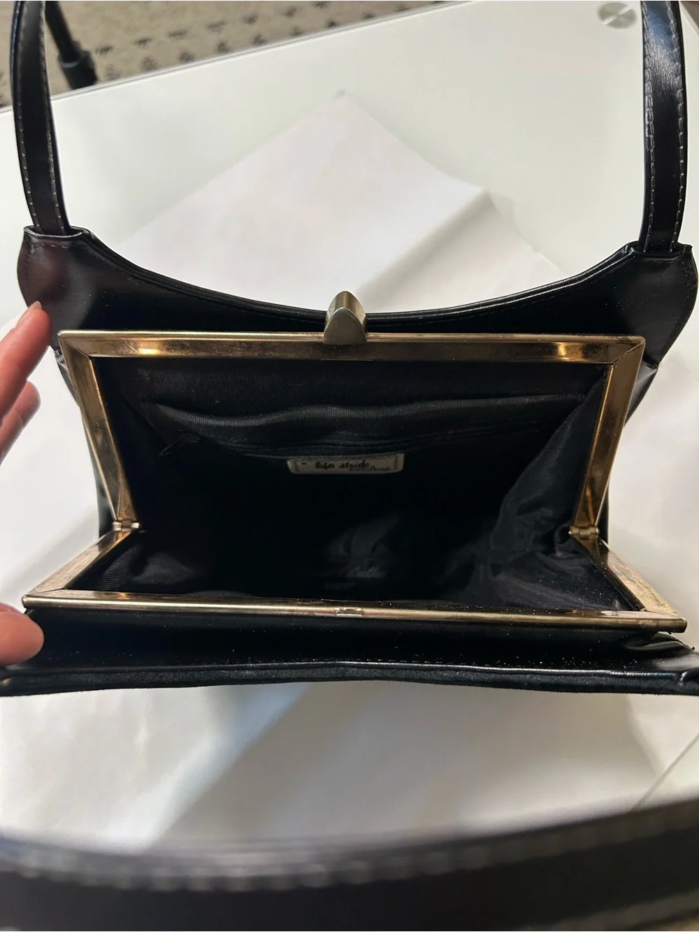 Life Stride 1950’s Vintage Black Suede & Simulated Leather Women's Handbag - Picture 5 of 14